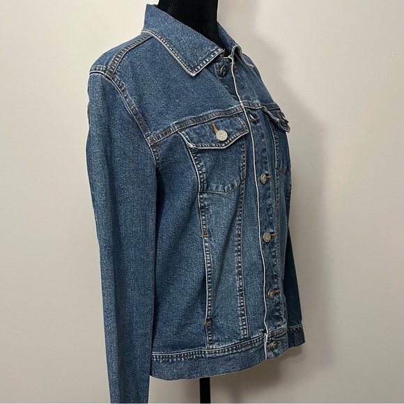Vintage Calvin Klein Jeans Blue Denim Trucker Jean Jacket 90s Women Size LG - Picture 3 of 11
